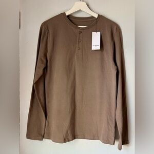 Goodfellow & Co Brown Long Sleeve Henley Shirt